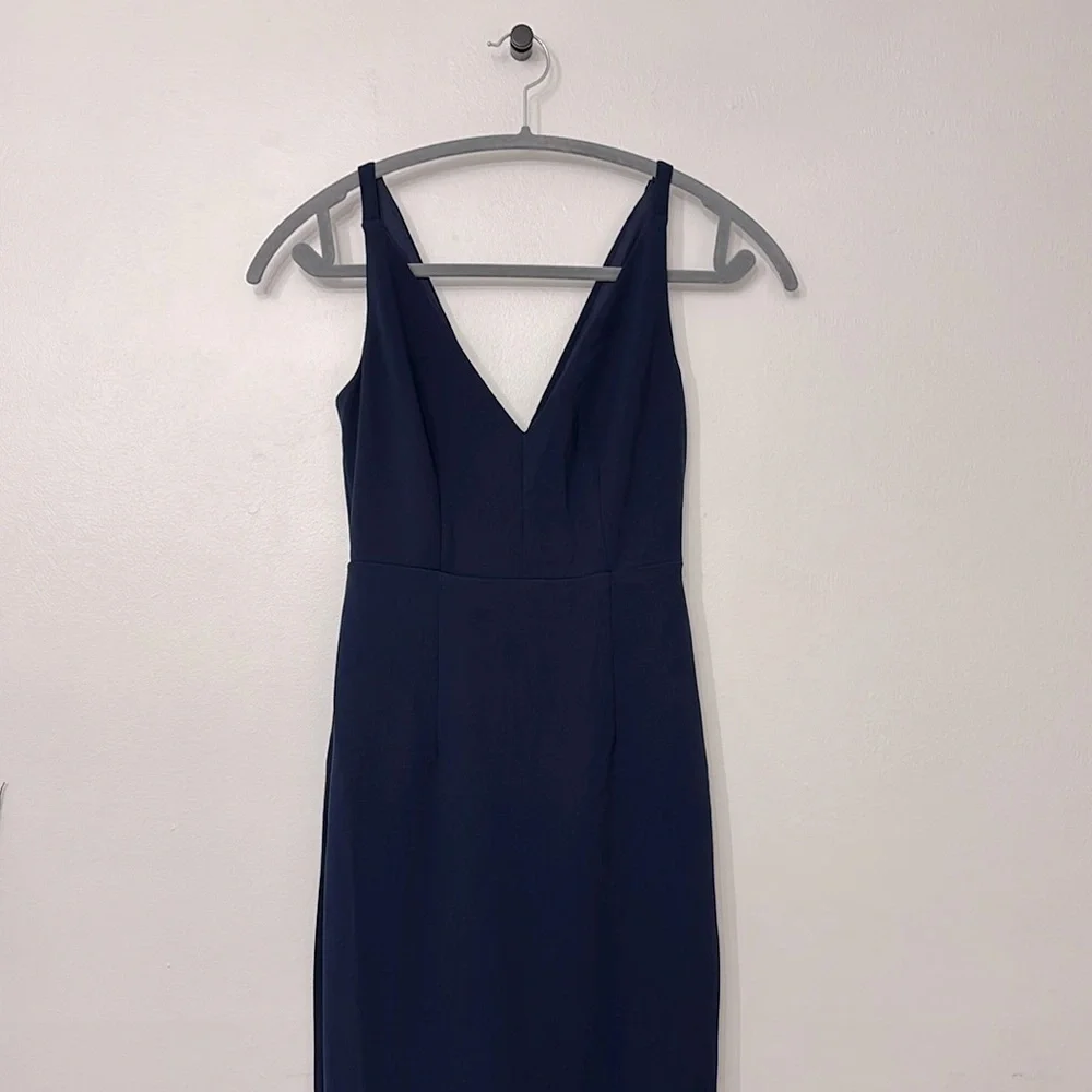 NWOT Lulus Melora Navy Blue V neck A line Sleeveless Formal Maxi Dress